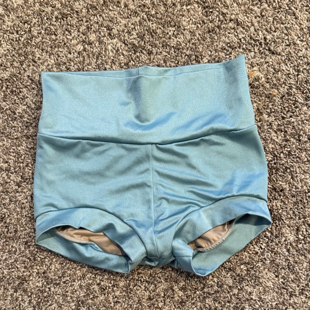 Kids Blue High Waisted Dance Shorts